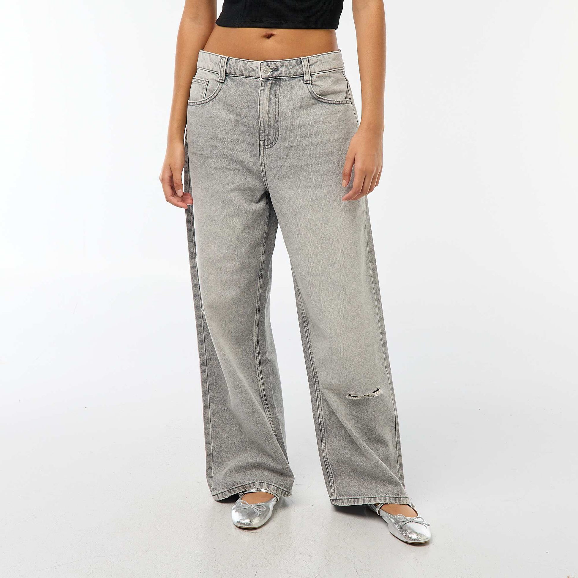 Low-Rise Baggy 5-Pocket Jeans GREY