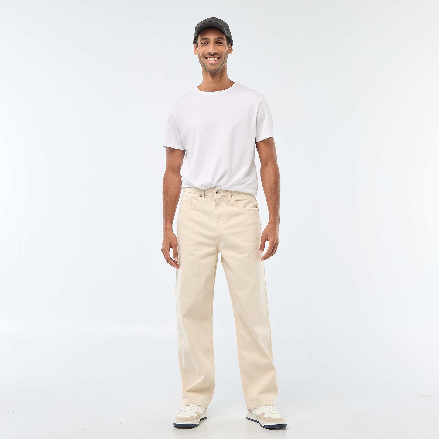 Wide Leg / Relaxed Fit 5-Pocket Jeans WHITE