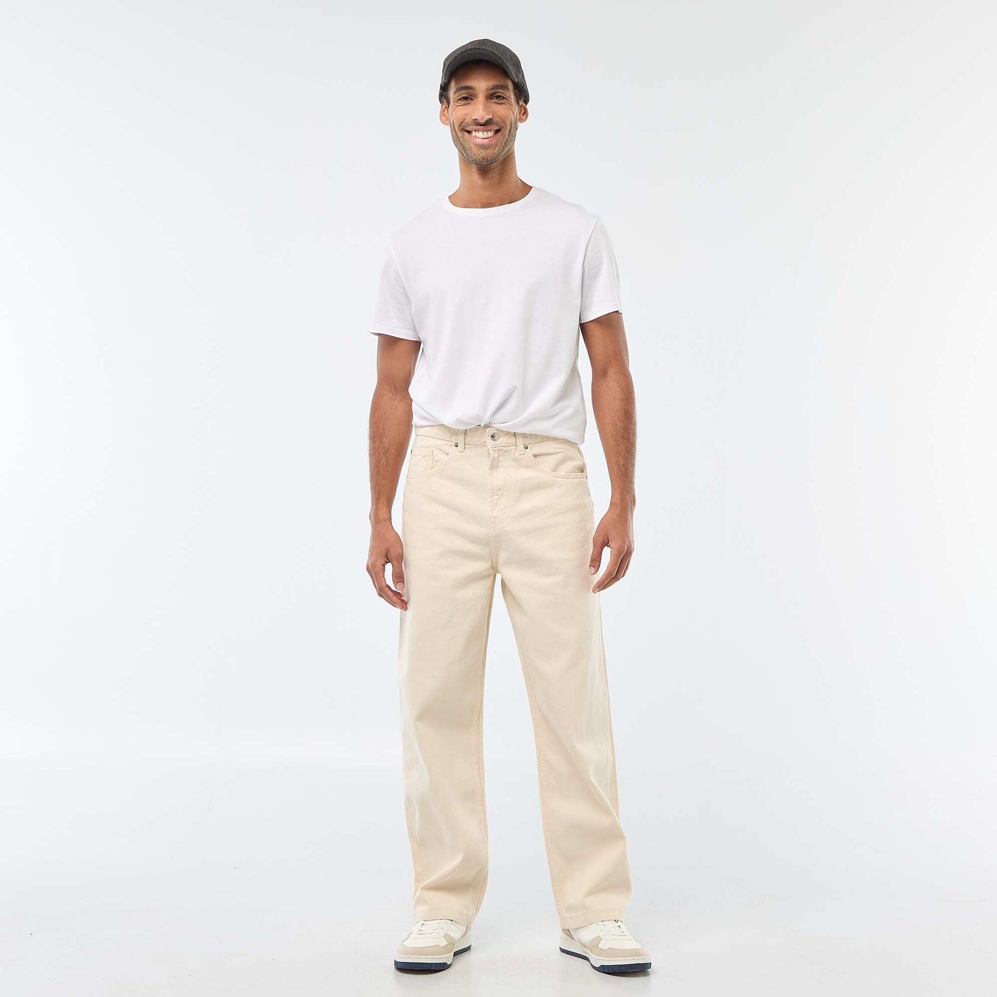 Wide Leg / Relaxed Fit 5-Pocket Jeans WHITE