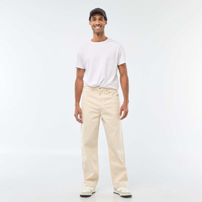 Wide Leg / Relaxed Fit 5-Pocket Jeans WHITE