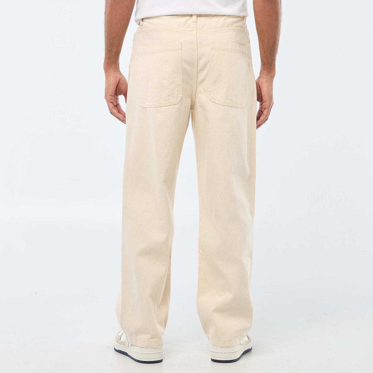 Wide Leg / Relaxed Fit 5-Pocket Jeans WHITE