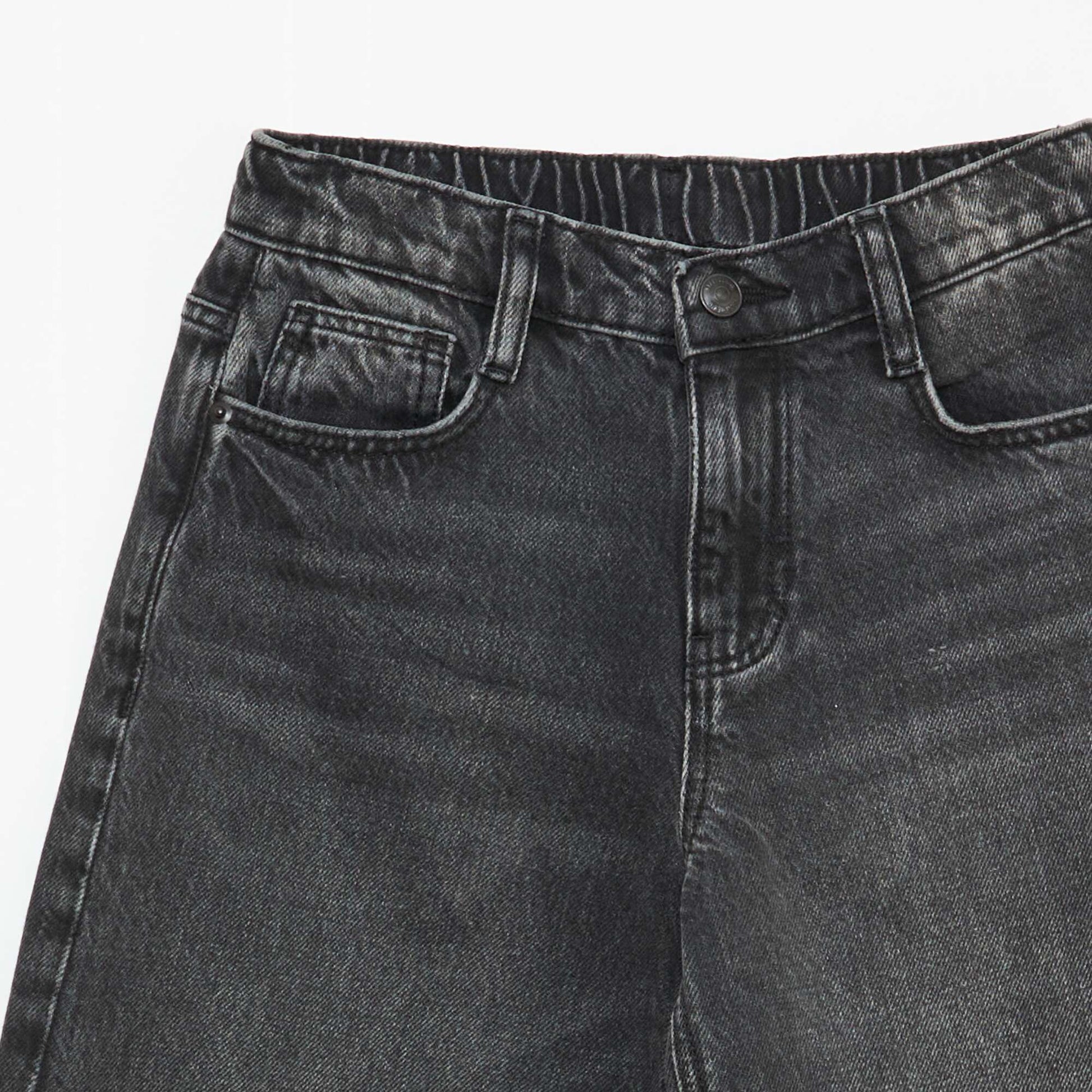 Solid Baggy 5-Pocket Jeans BLACK
