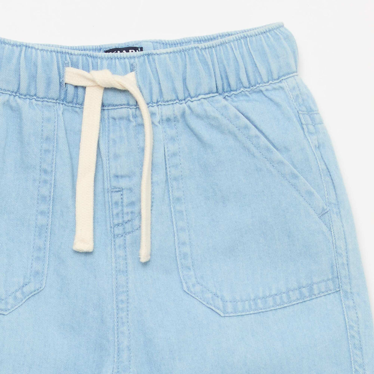 Relaxed Fit Plain Trousers with 2 Patch Pockets BLUE