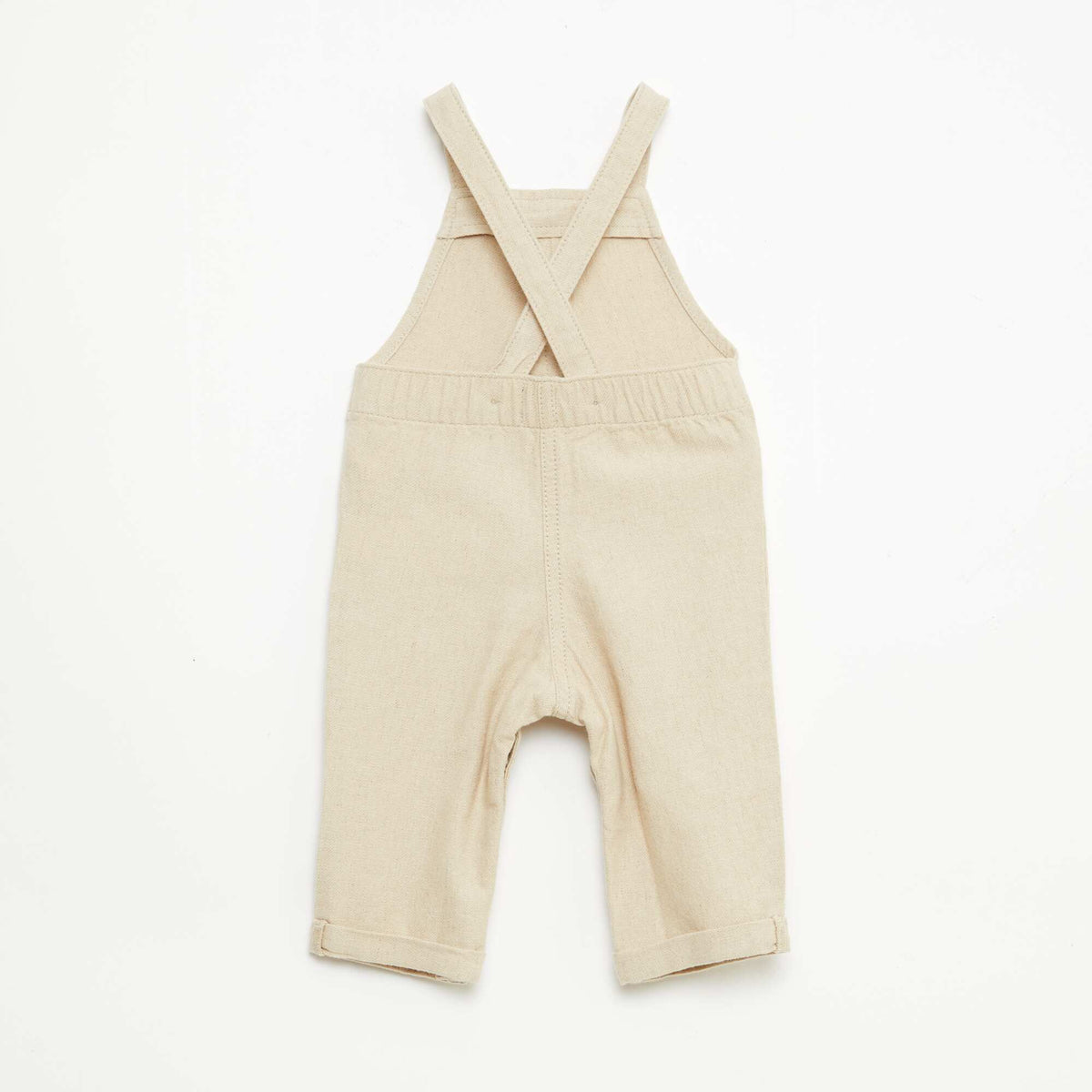 Long blended linen overalls BEIGE