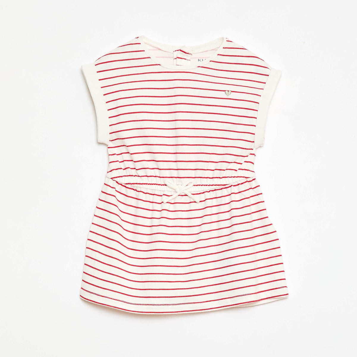 Short-Sleeved Cotton Jersey Dress WHITE