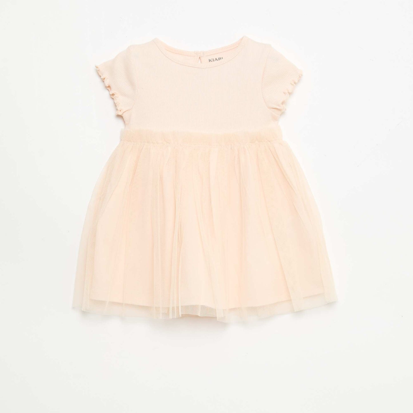 Ribbed Knit and Tulle Dress PINK