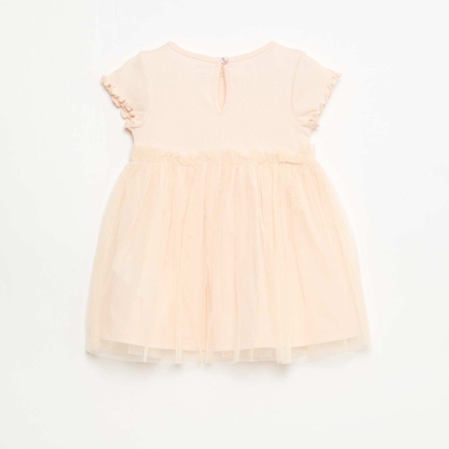 Ribbed Knit and Tulle Dress PINK