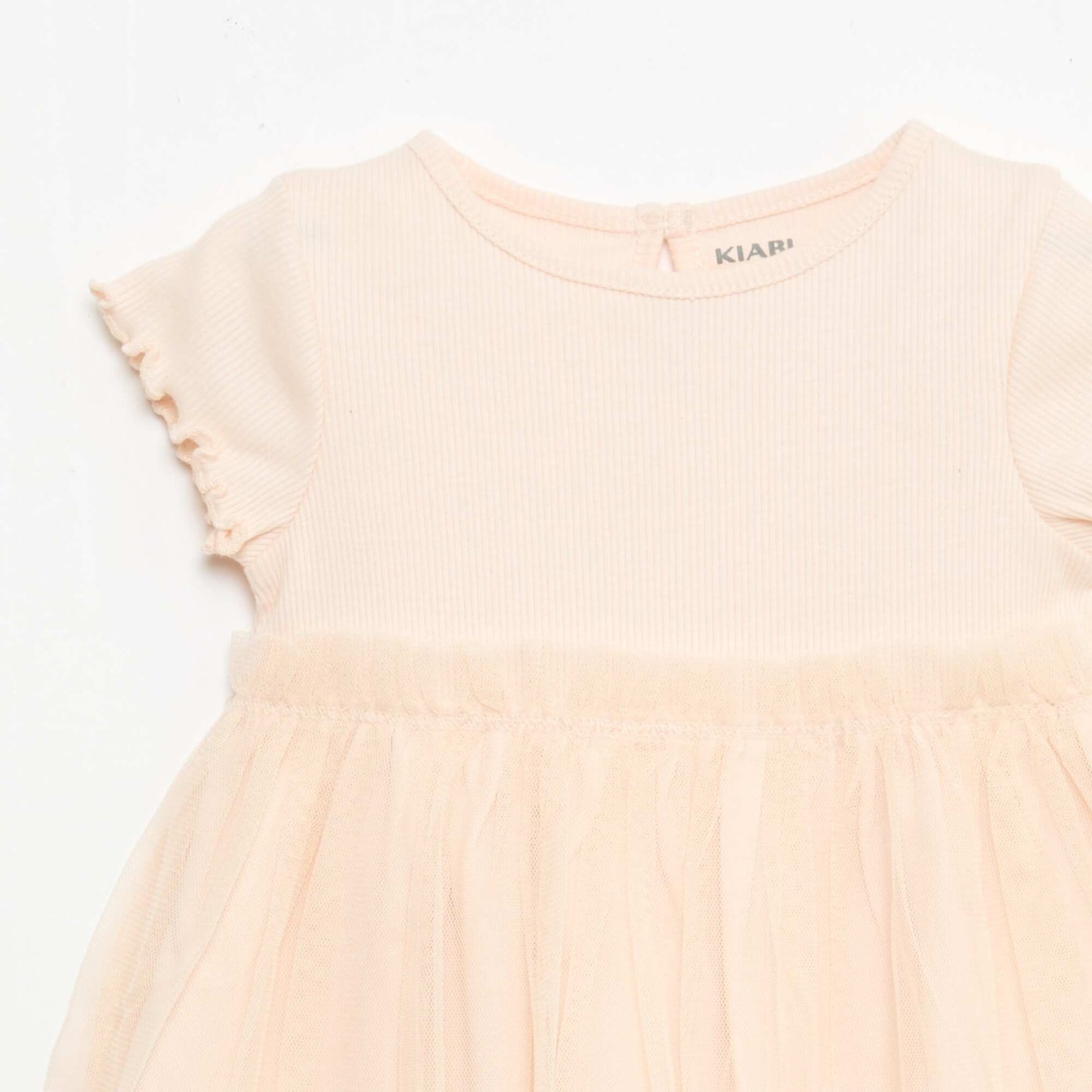 Ribbed Knit and Tulle Dress PINK