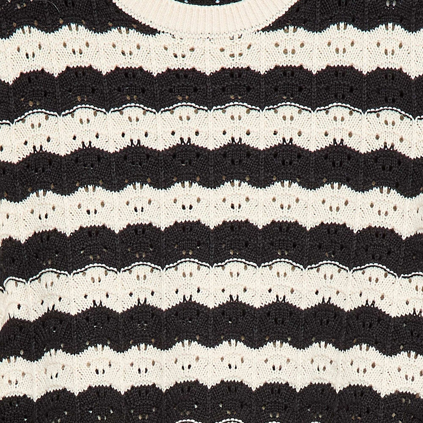 Short-sleeved crochet sweater BLACK