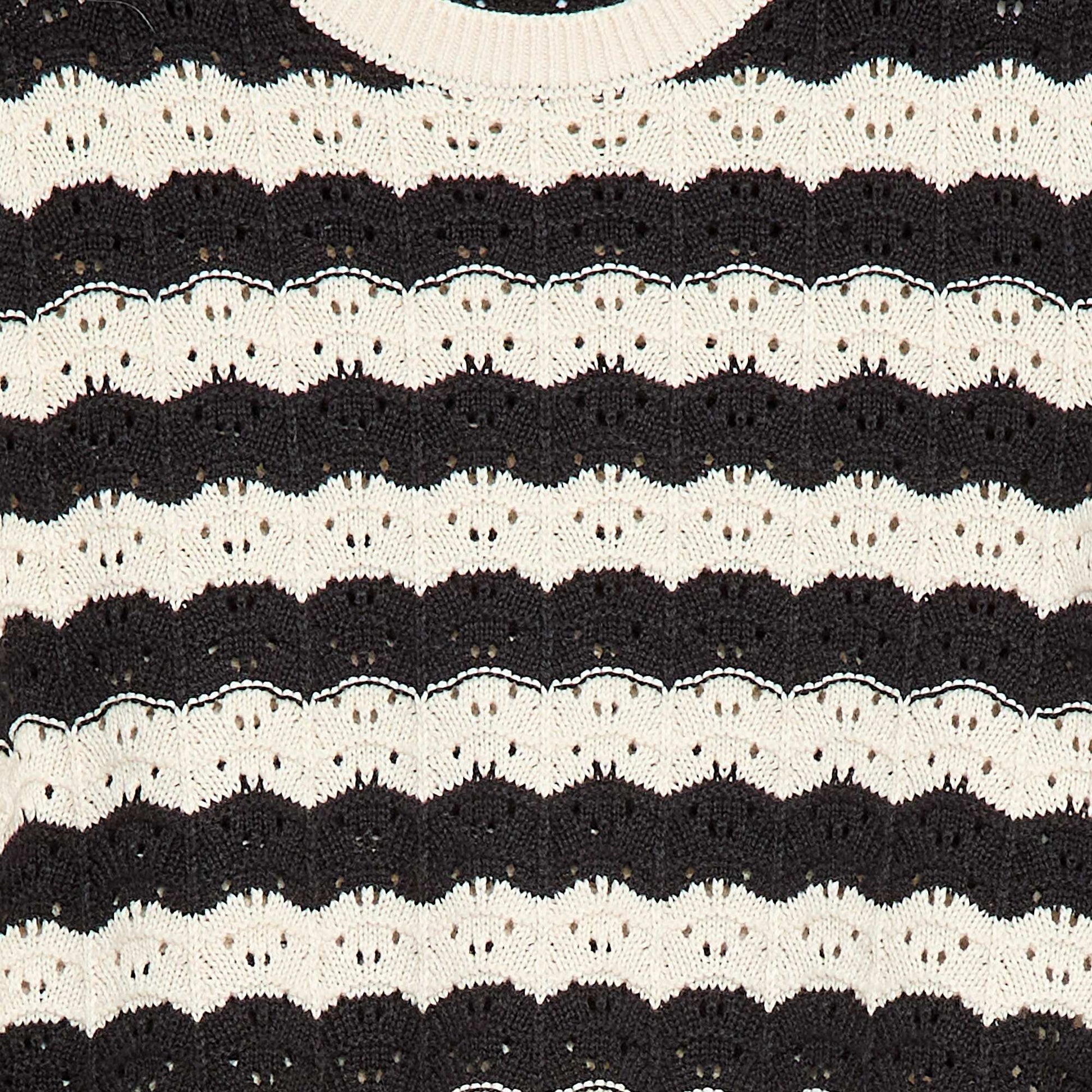 Short-sleeved crochet sweater BLACK