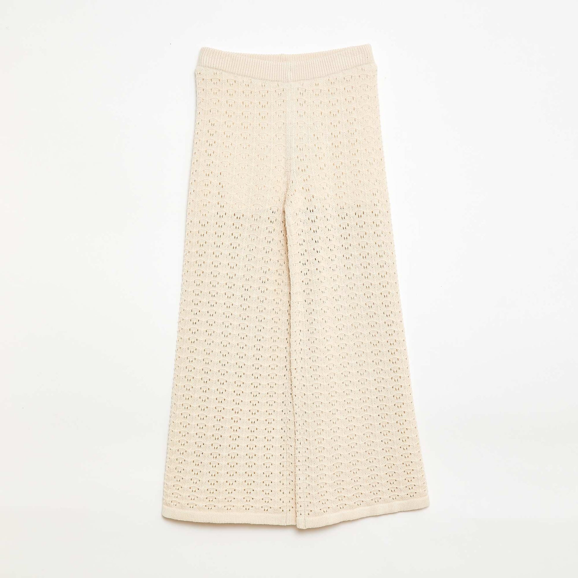 Flared Crochet Pants BEIGE