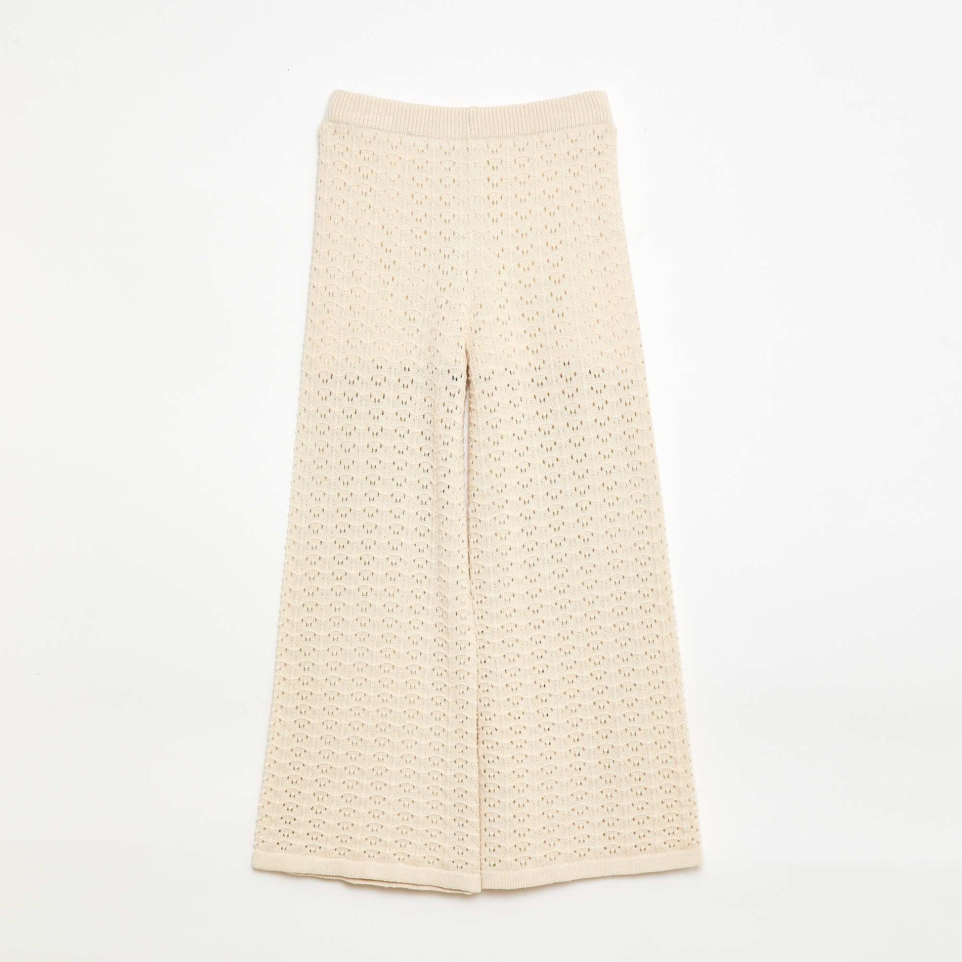 Flared Crochet Pants BEIGE