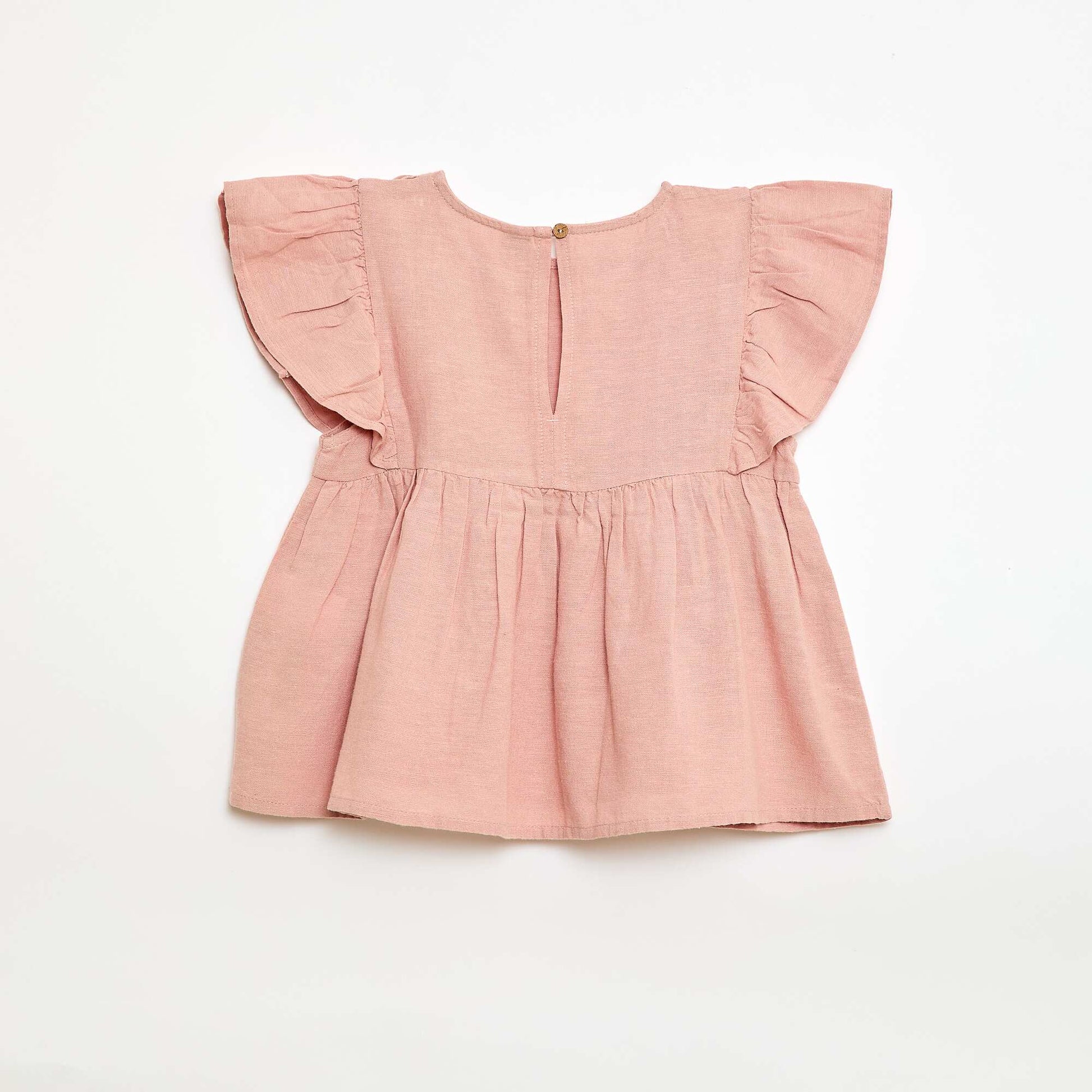 Flowy Linen-Blend Blouse PINK