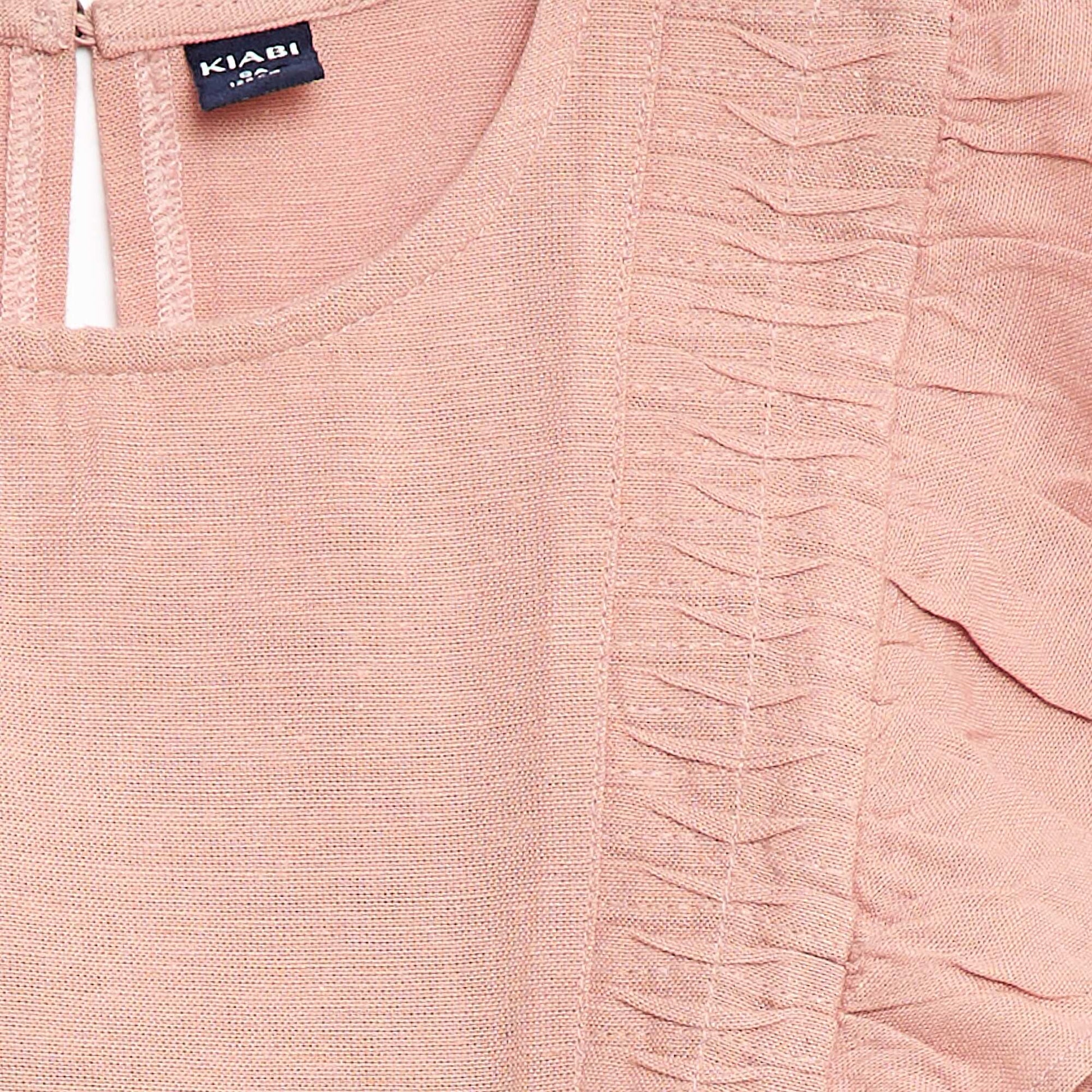 Flowy Linen-Blend Blouse PINK