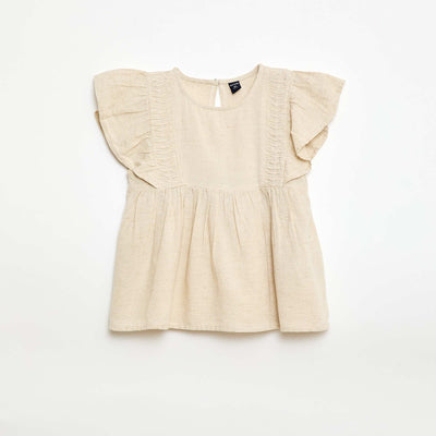 Flowy Linen-Blend Blouse WHITE