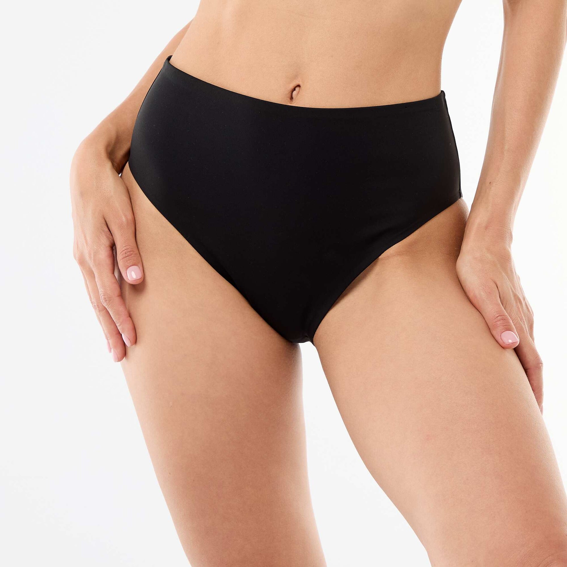 High-Waisted Neoprene Swim Briefs BLACK