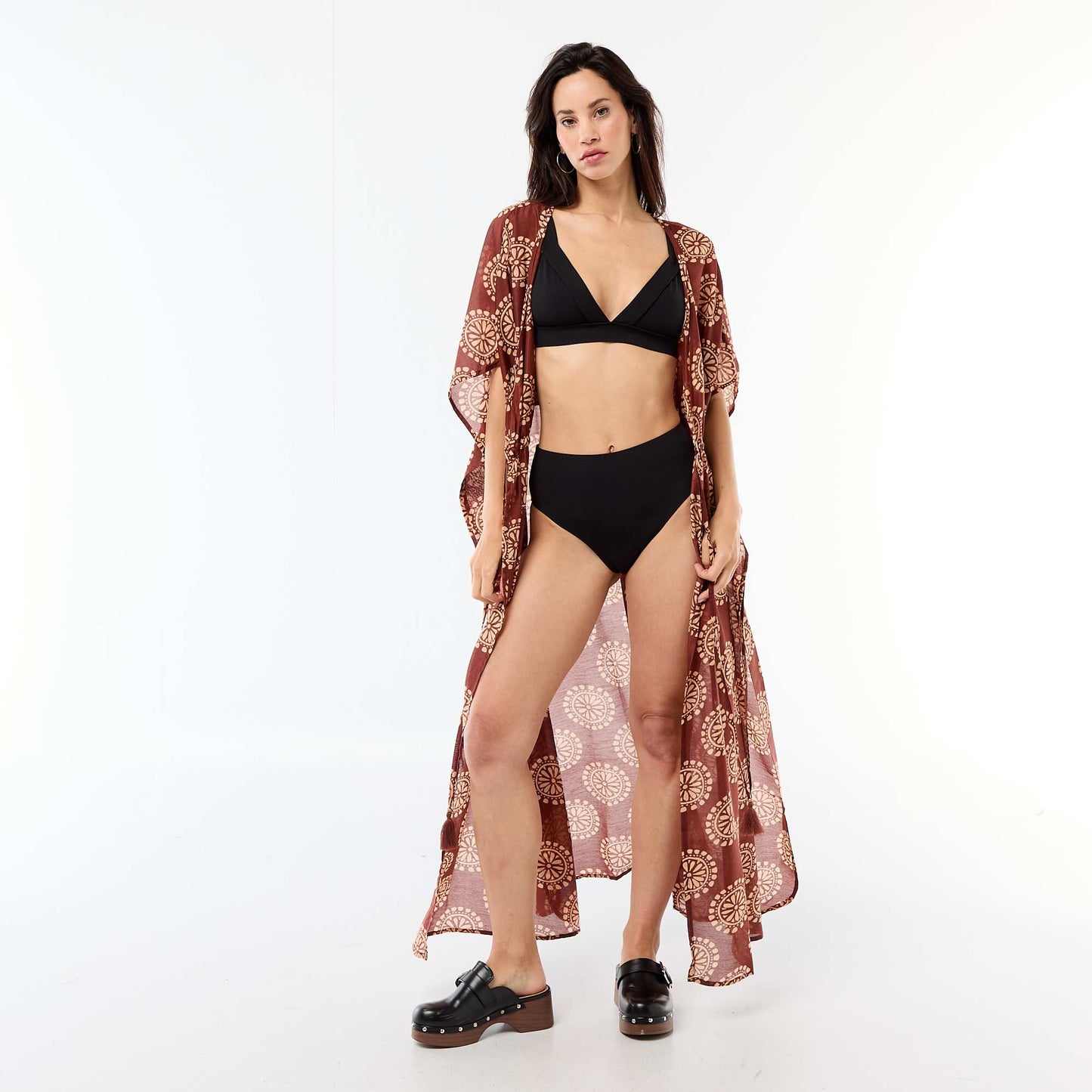 High-Waisted Neoprene Swim Briefs BLACK