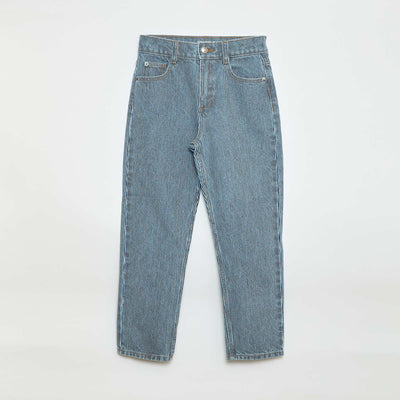 Straight-Leg Denim Pants with Pattern BLUE
