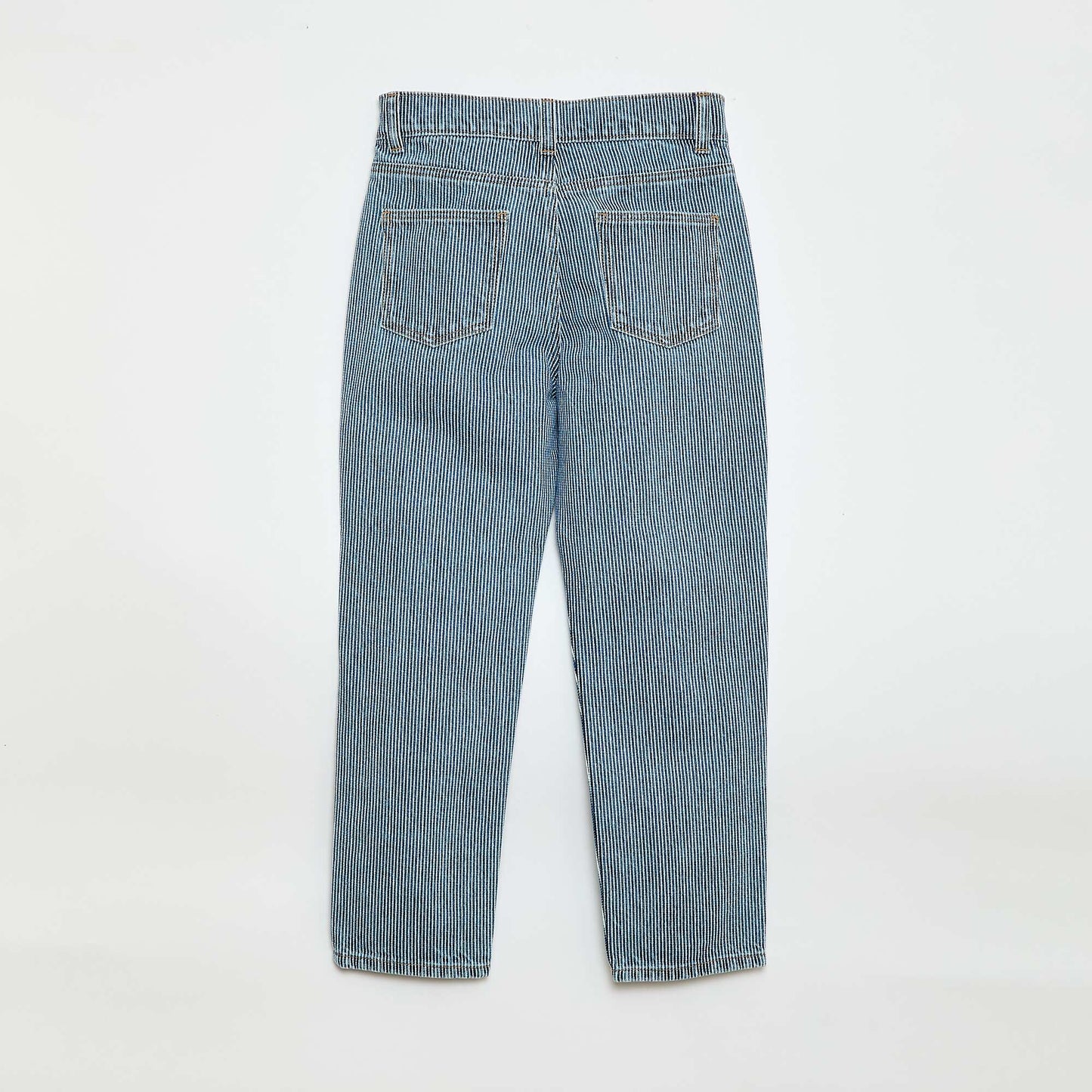 Straight-Leg Denim Pants with Pattern BLUE
