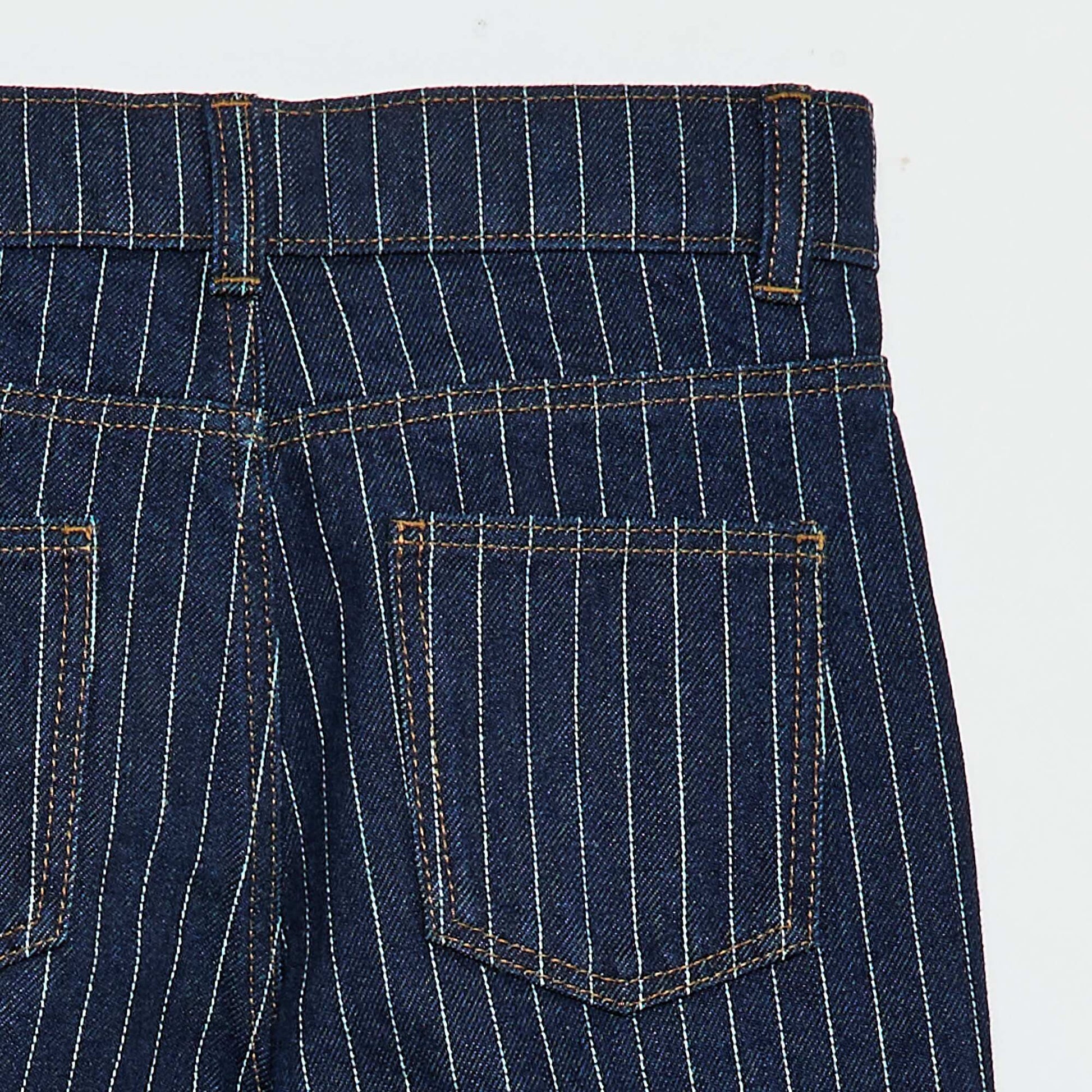 Straight-Leg Denim Pants with Pattern BLUE