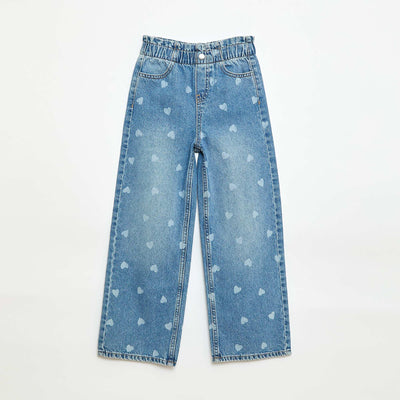 Printed Wide Leg Jeans BLUE