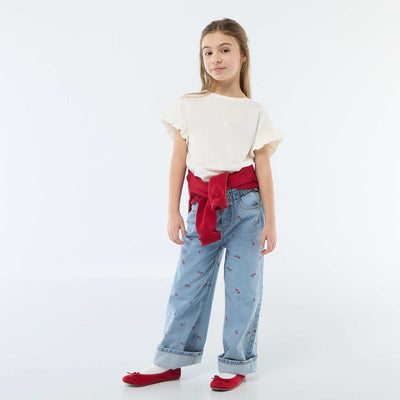 Printed Wide Leg Jeans BLUE