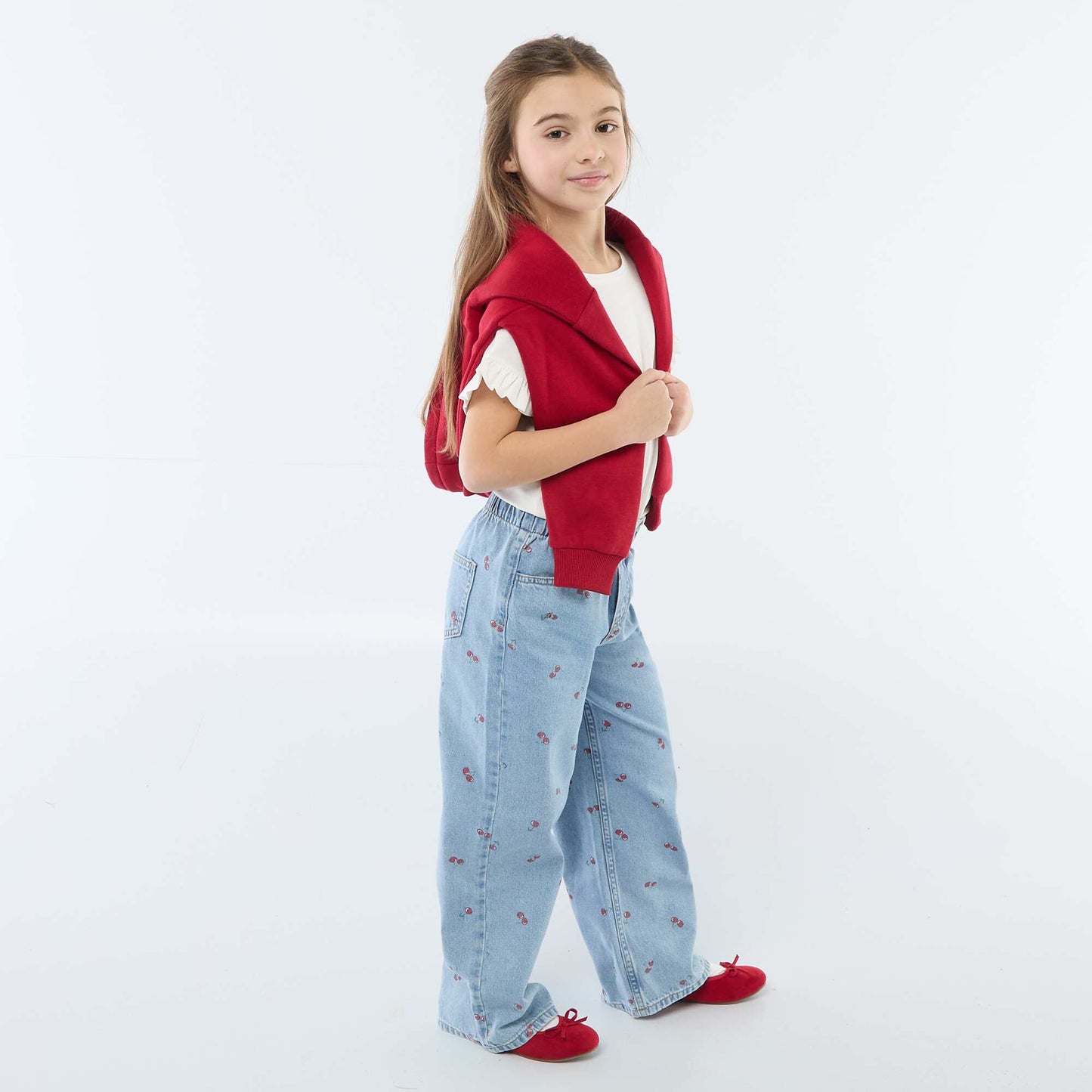 Printed Wide Leg Jeans BLUE