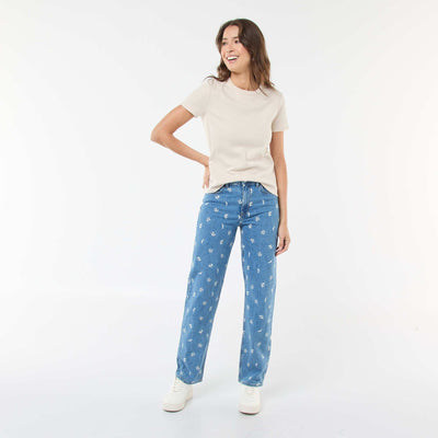 Embroidered Regular Jeans BLUE