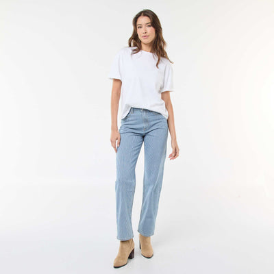 Regular Fit Cotton-Blend Jeans with Stripes BLUE