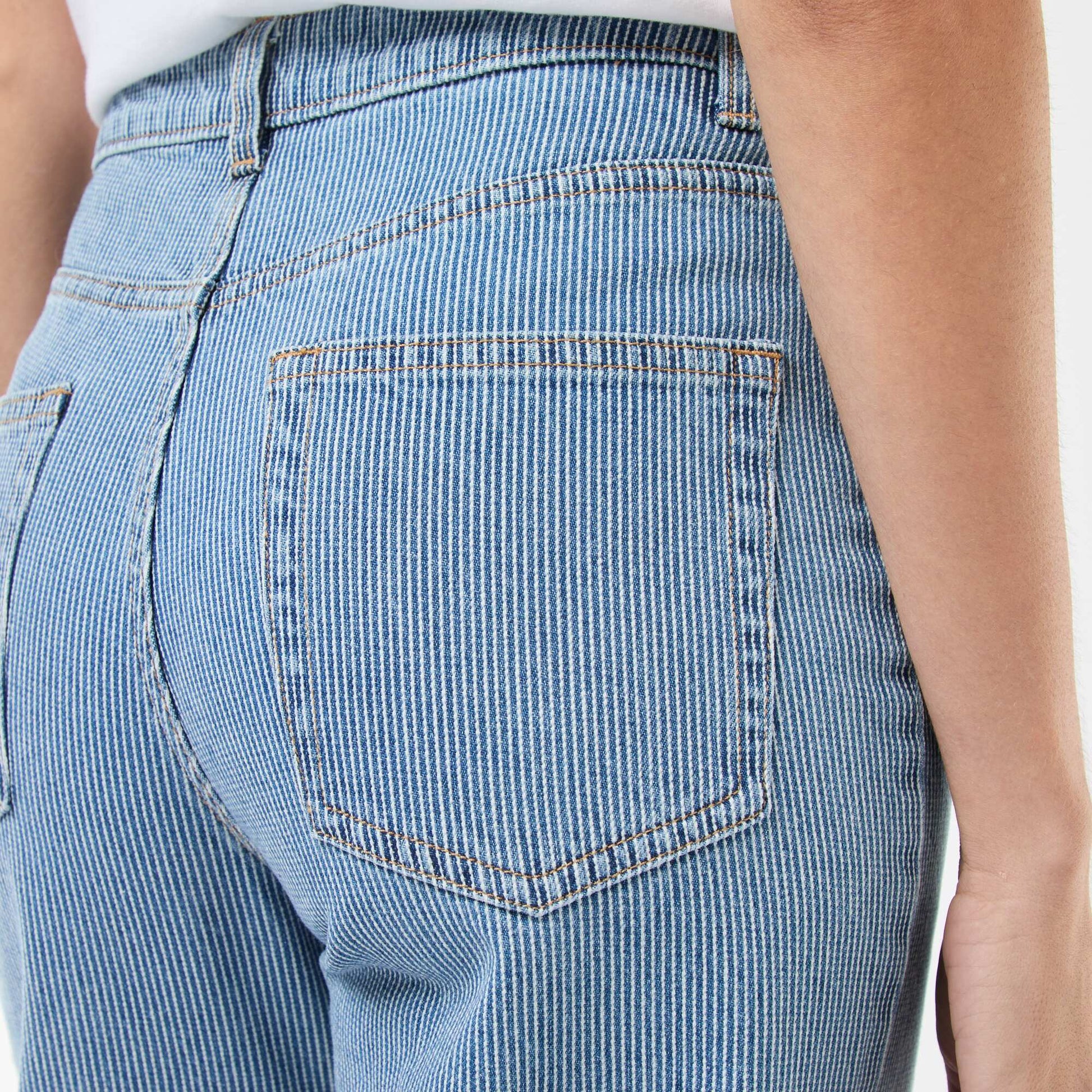 Regular Fit Cotton-Blend Jeans with Stripes BLUE