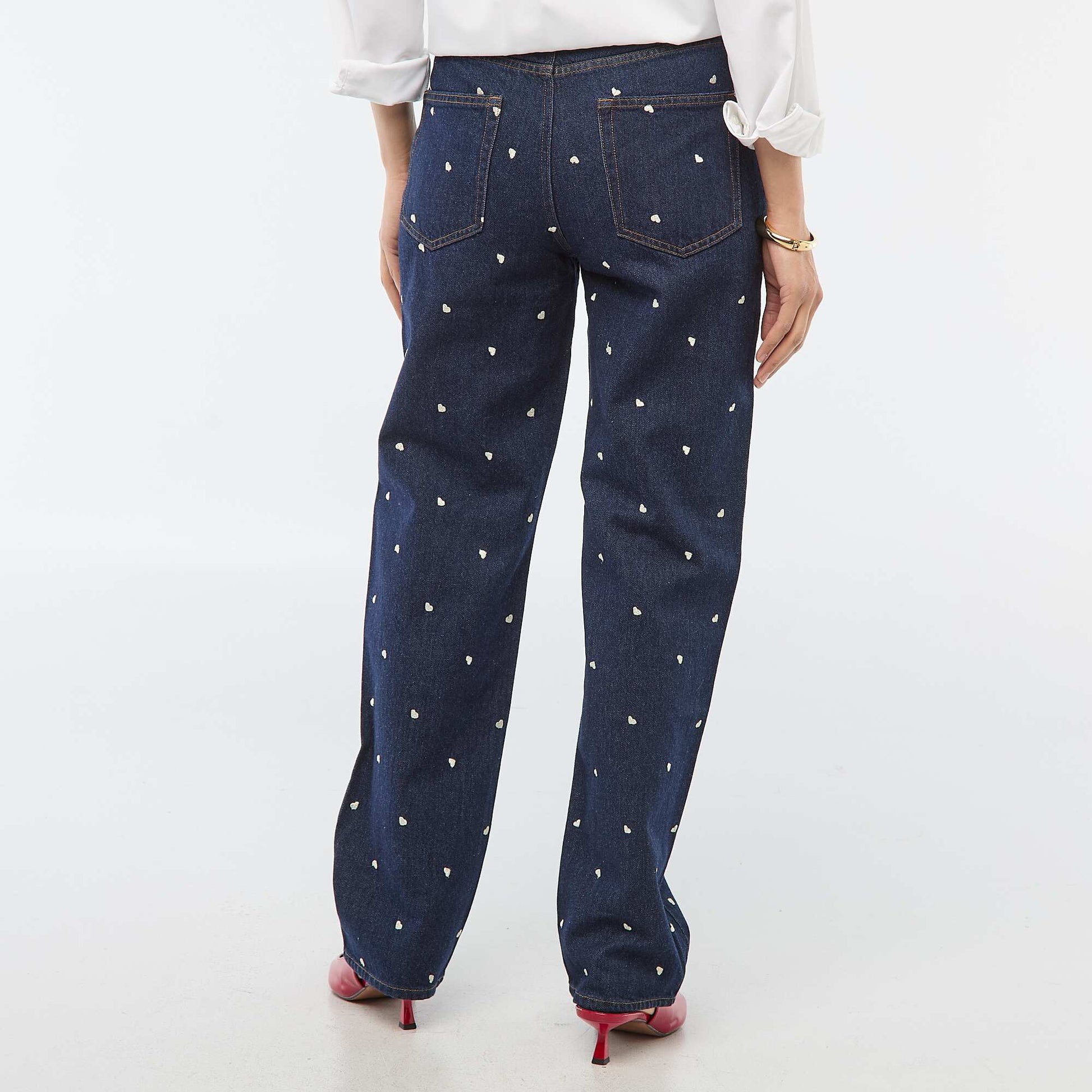Embroidered Regular Jeans BLUE