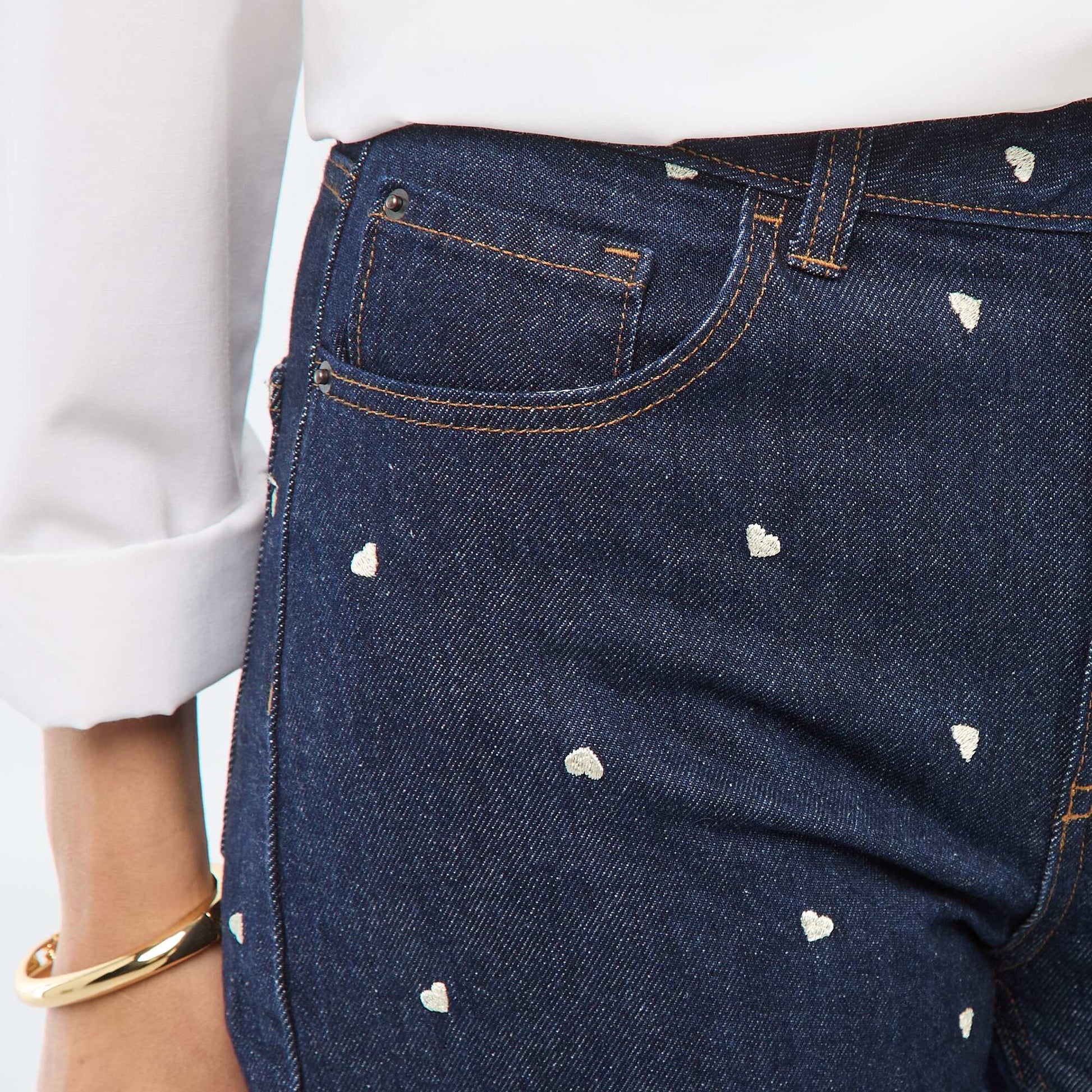 Embroidered Regular Jeans BLUE