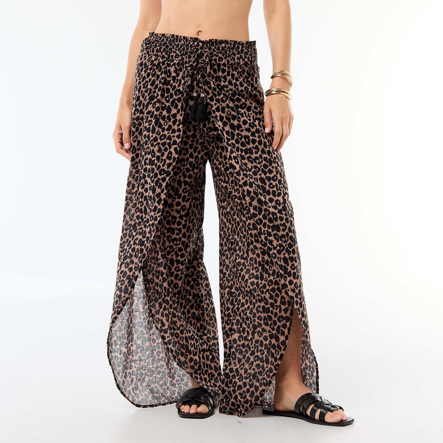 Printed Viscose Beach Pants BROWN