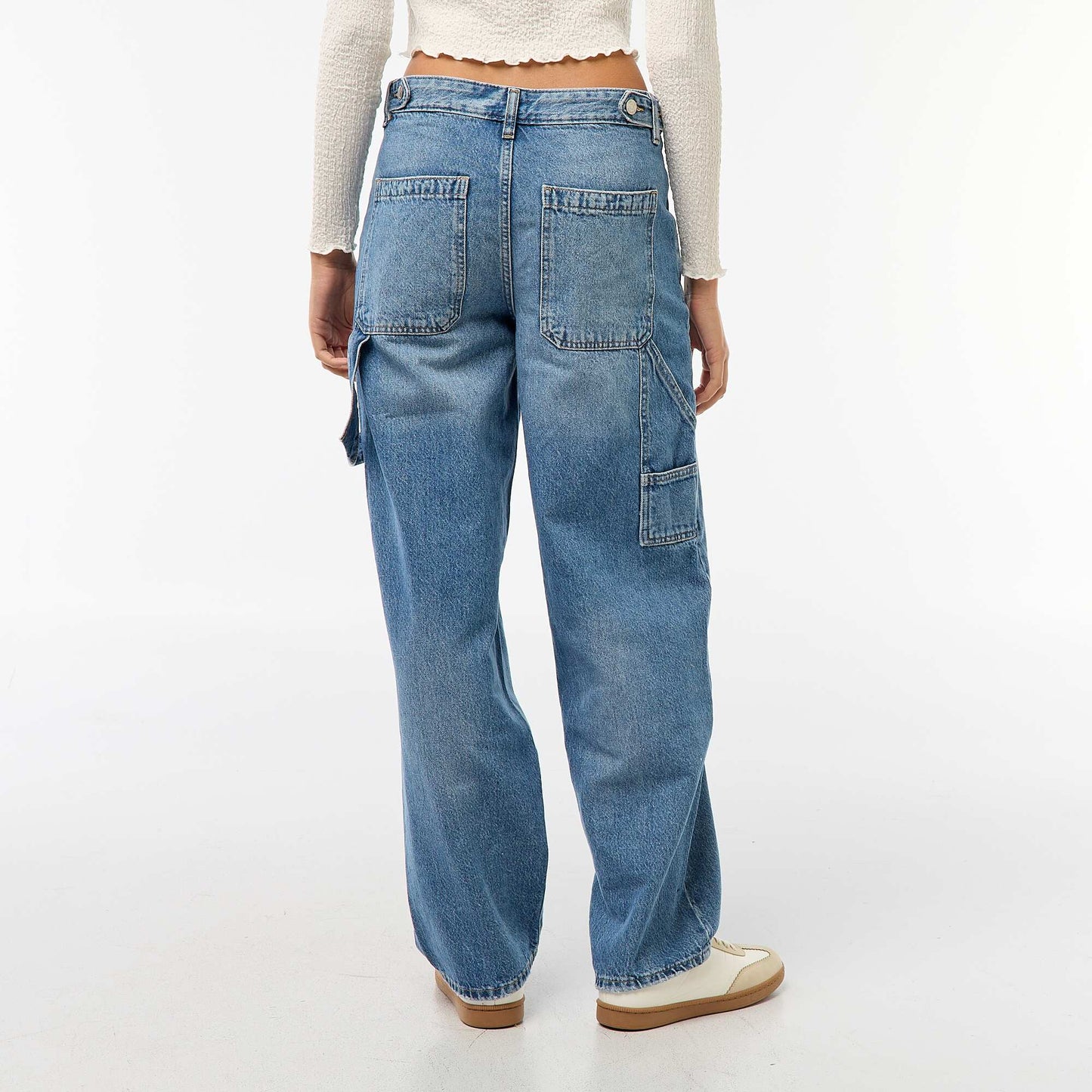 Baggy Jeans with Distressed Detailing BLUE
