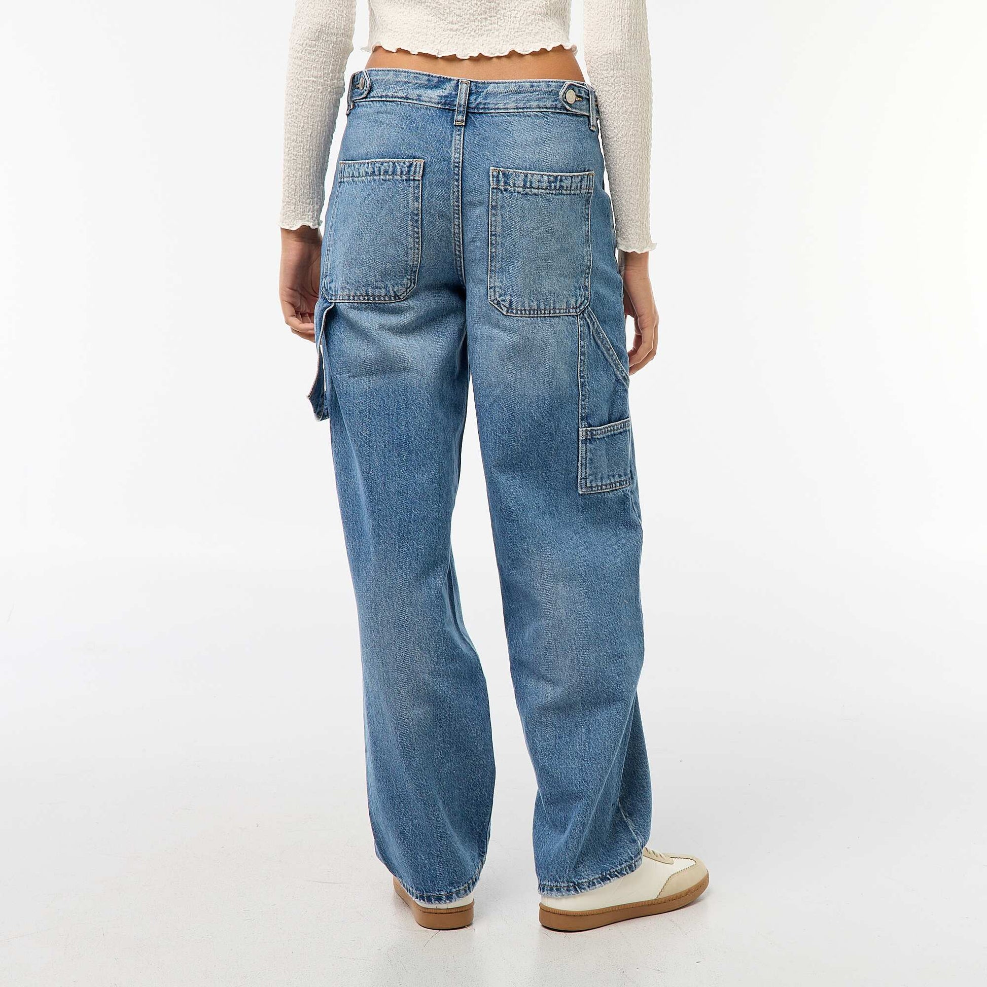 Baggy Jeans with Distressed Detailing BLUE