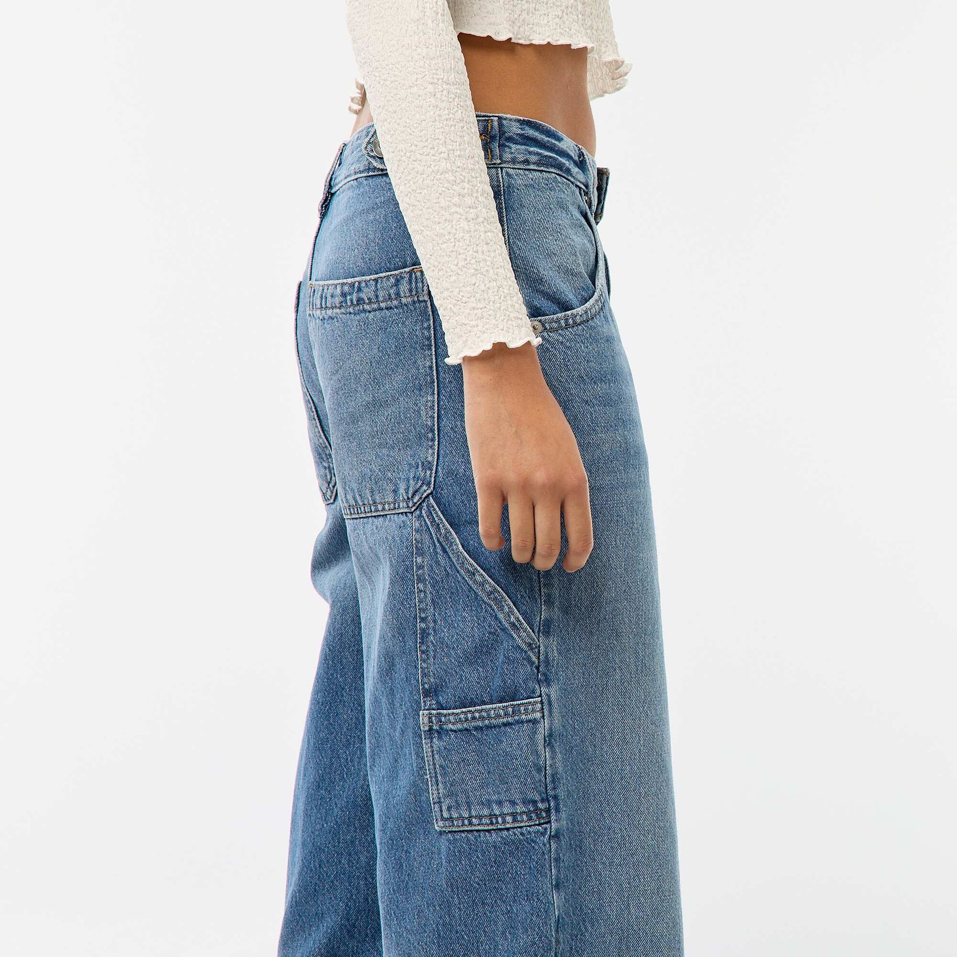 Baggy Jeans with Distressed Detailing BLUE