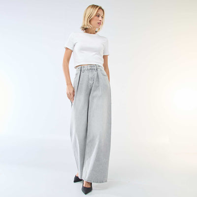 Wide leg high-waisted jeans GREY