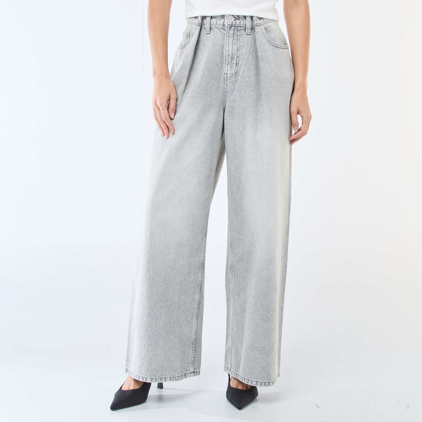 Wide leg high-waisted jeans GREY