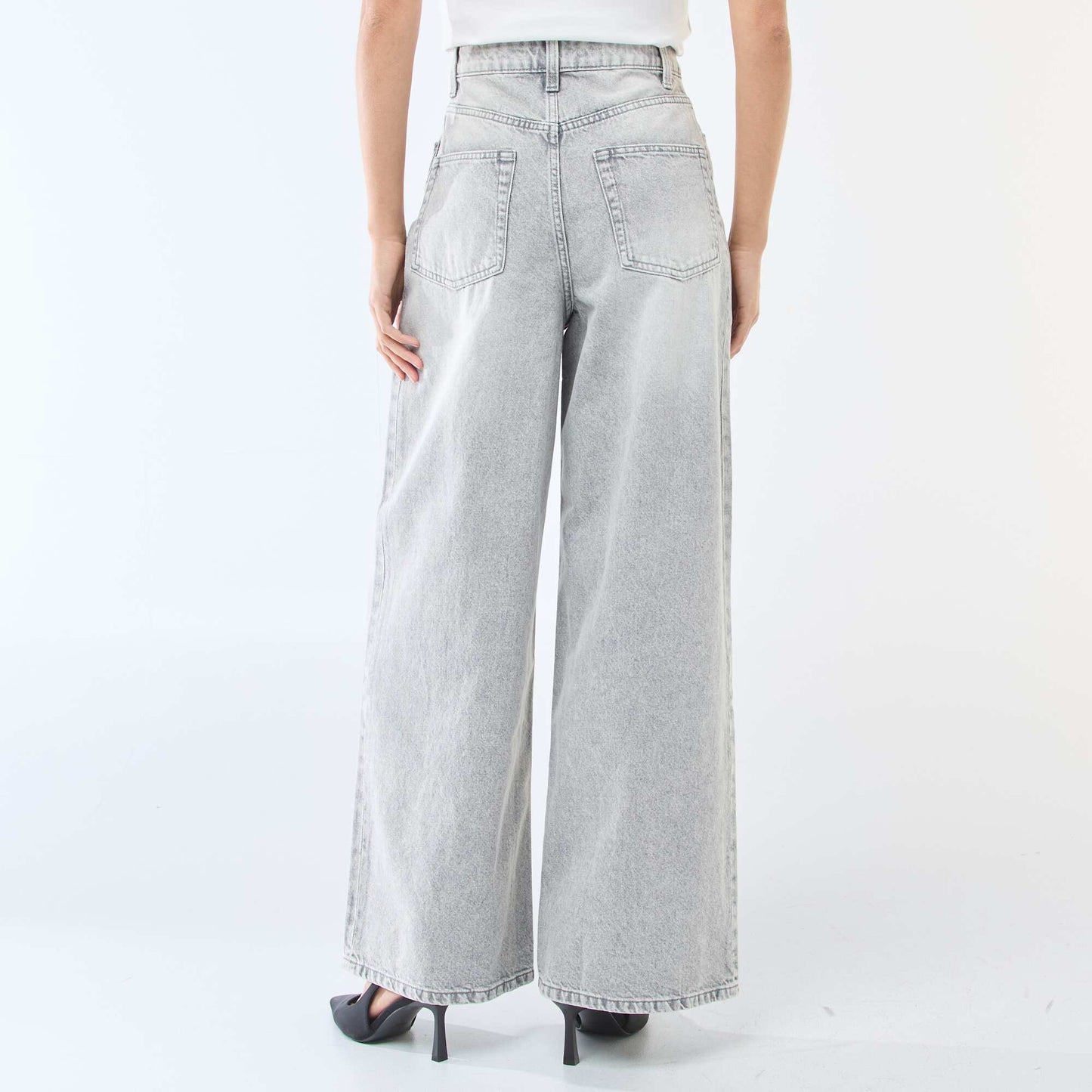 Wide leg high-waisted jeans GREY