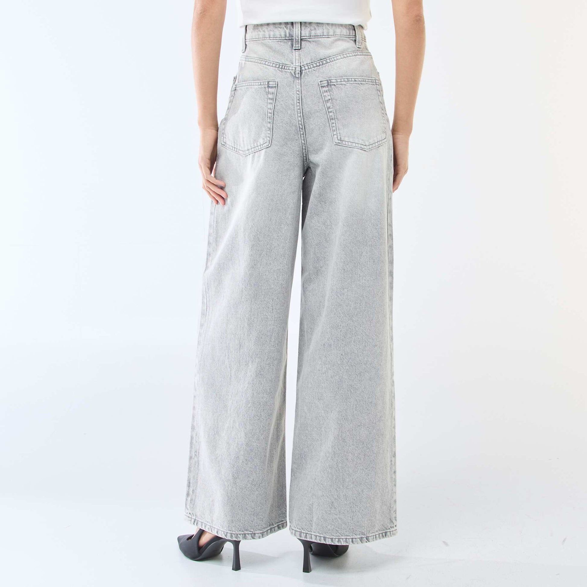 Wide leg high-waisted jeans GREY