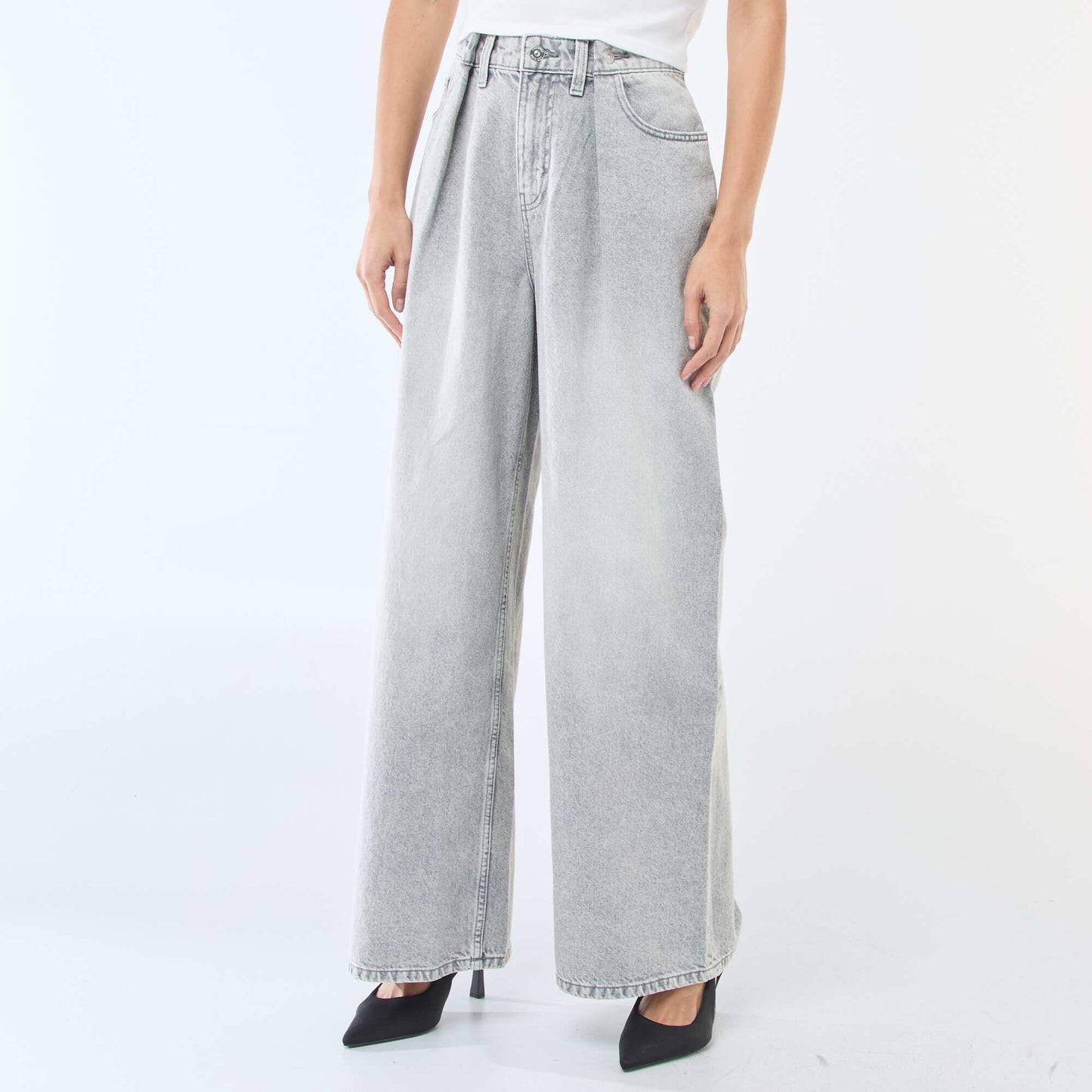 Wide leg high-waisted jeans GREY