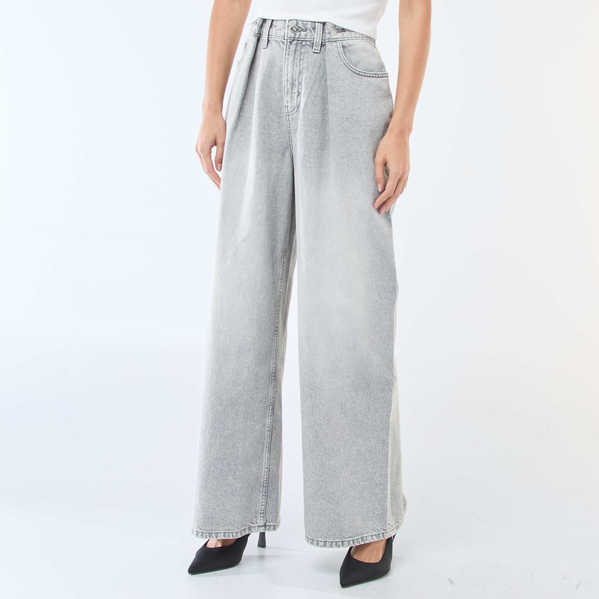 Wide leg high-waisted jeans GREY