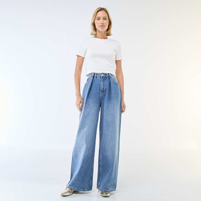 Wide leg high-waisted jeans BLUE