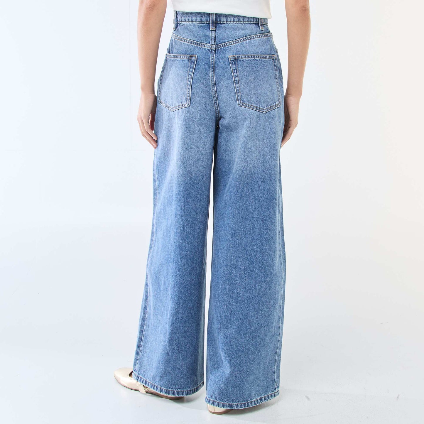 Wide leg high-waisted jeans BLUE