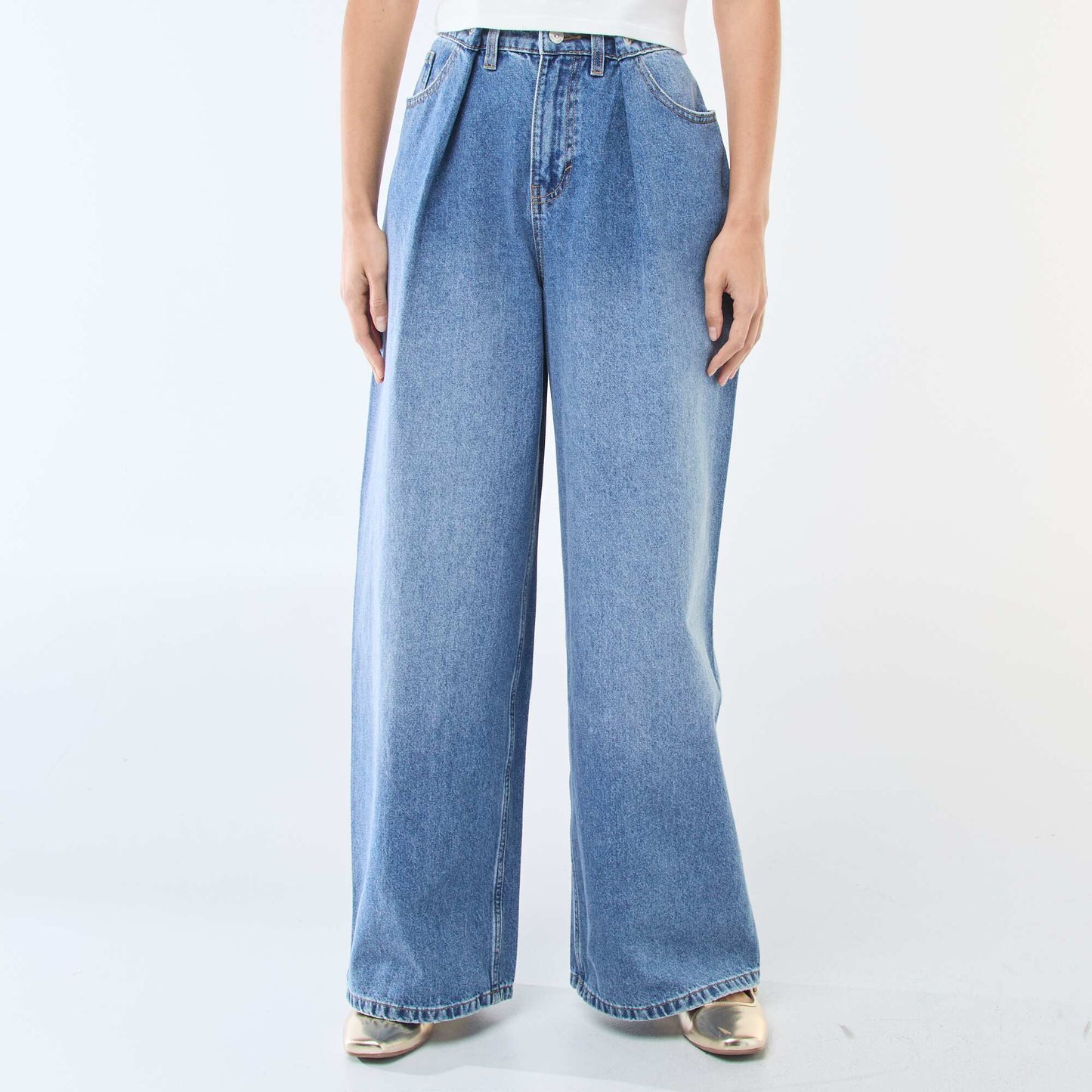 Wide leg high-waisted jeans BLUE