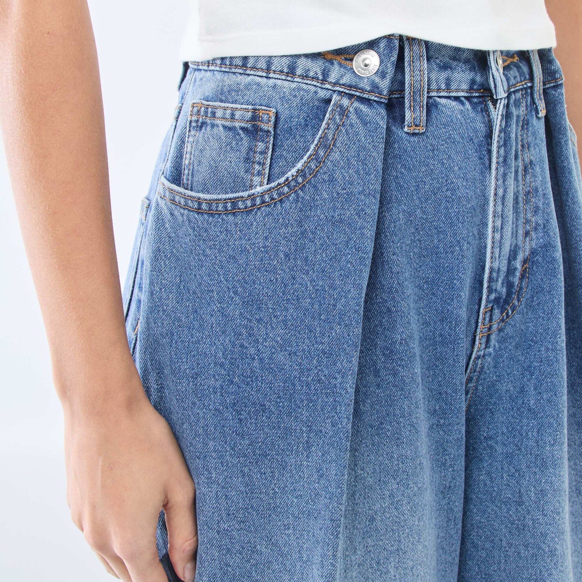 Wide leg high-waisted jeans BLUE