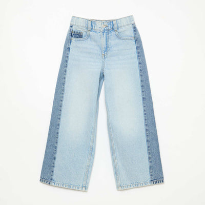 Wide Leg Two-Tone Trousers BLUE