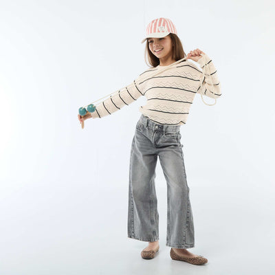 Wide Leg Two-Tone Trousers GREY