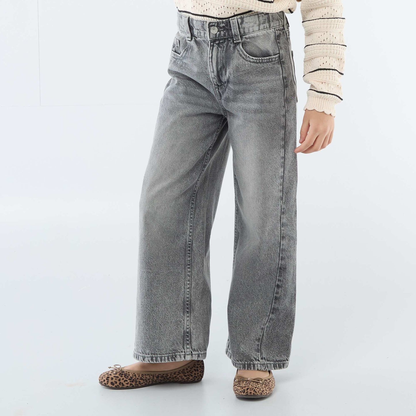 Wide Leg Two-Tone Trousers GREY