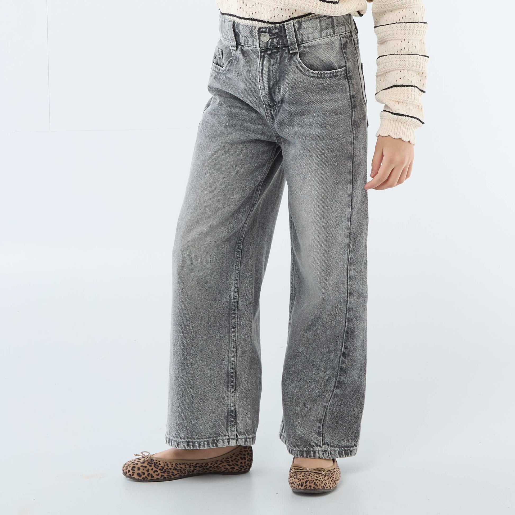 Wide Leg Two-Tone Trousers GREY